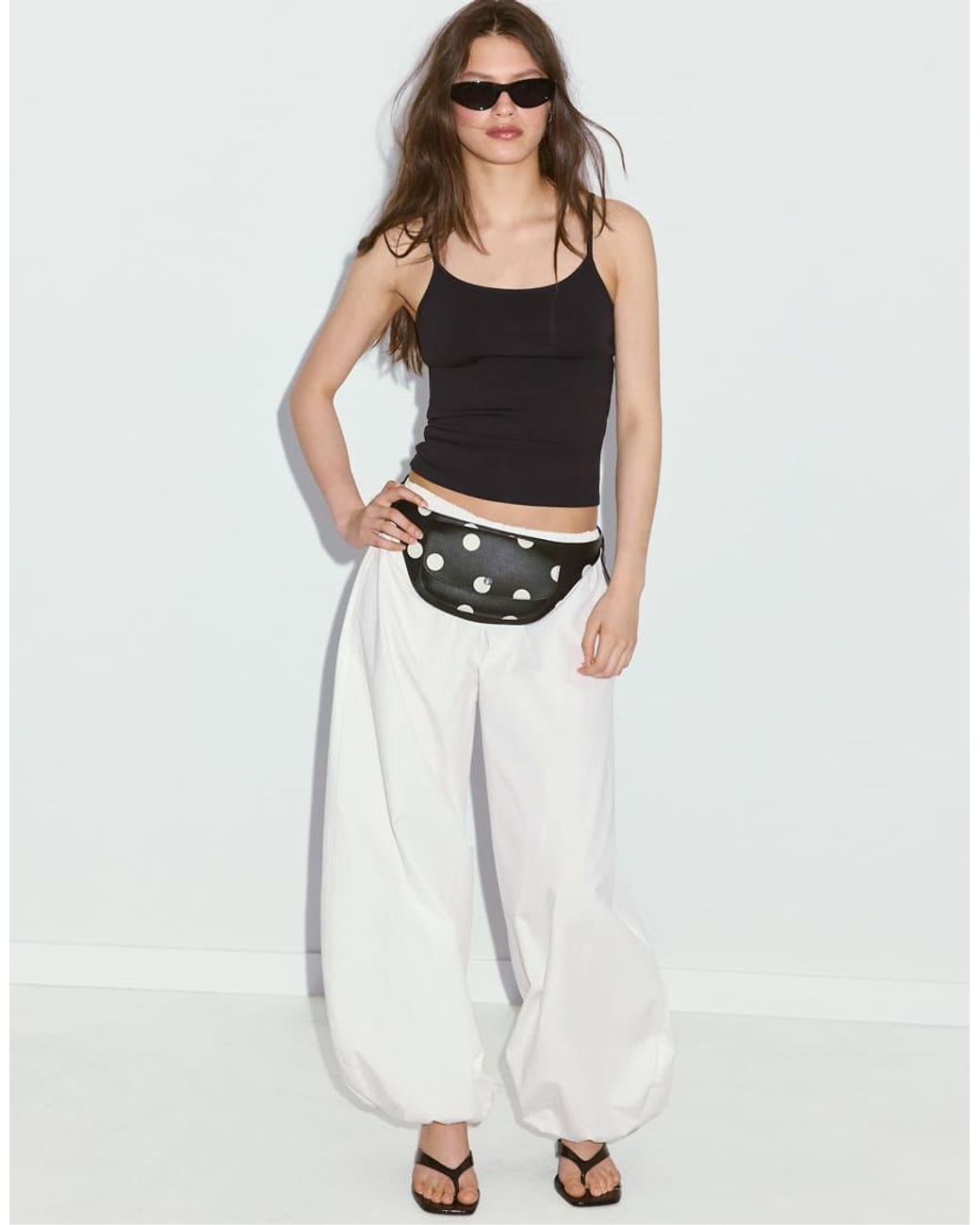 Stradivarius Natural B07 Ribbed Strap Top