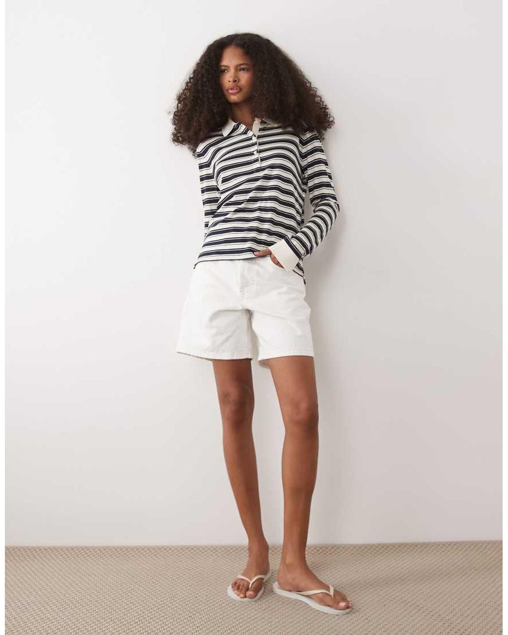 Gant White Striped Rugby Polo