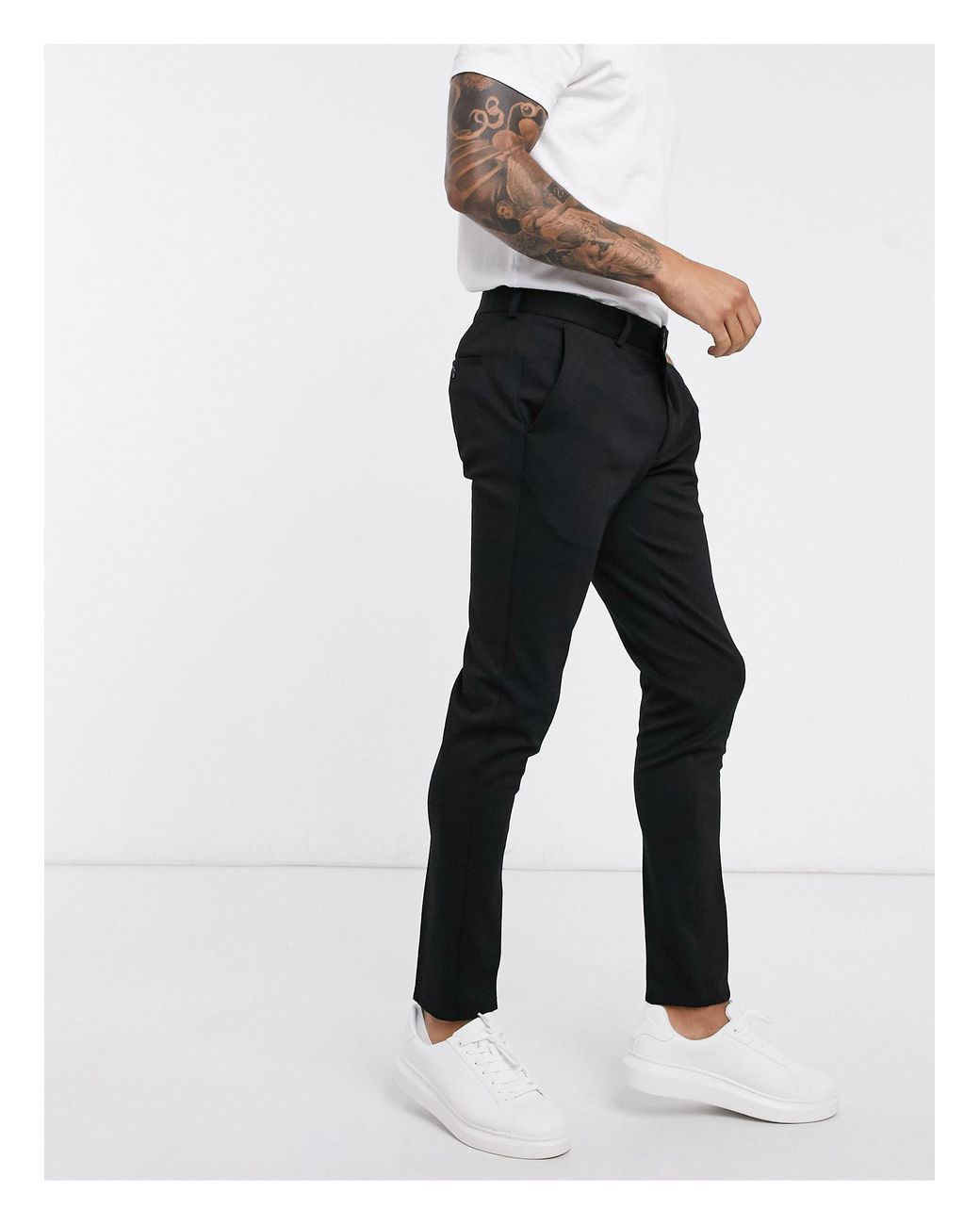 Jack  Jones Black Cuffed Cargo Trousers  New Look