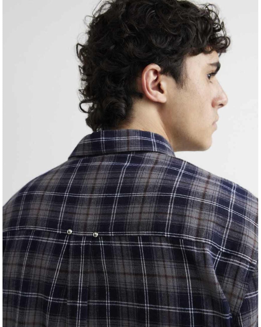 River Island Blue Regular Fit Check Long Sleeve Shirt for men