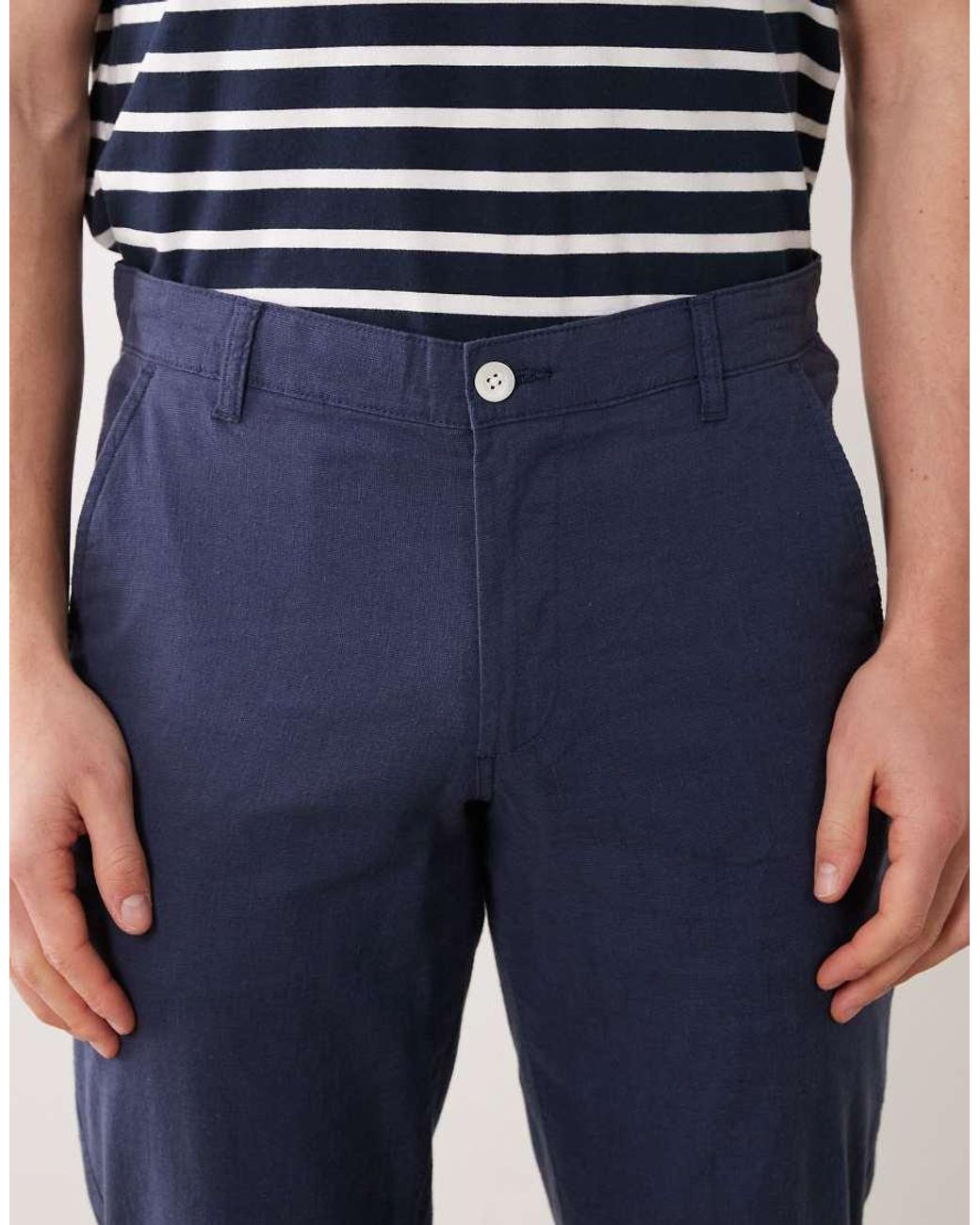 Jack & Jones Blue Linen Mix Trousers for men