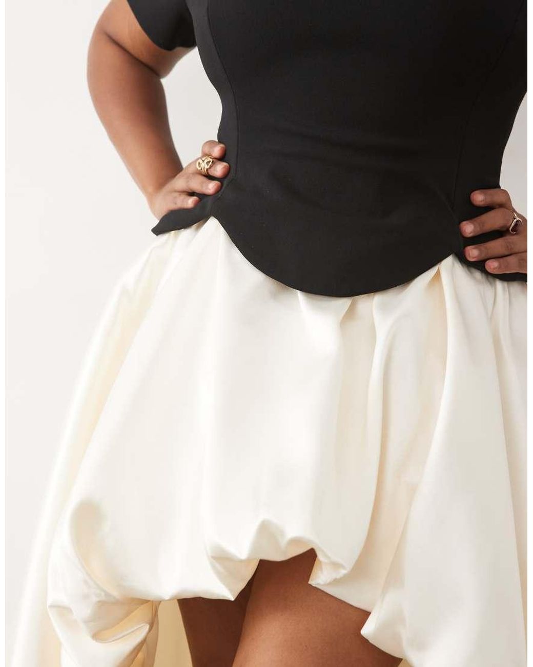 ASOS Black Curve Structured Bodice Bubble Hem Dress