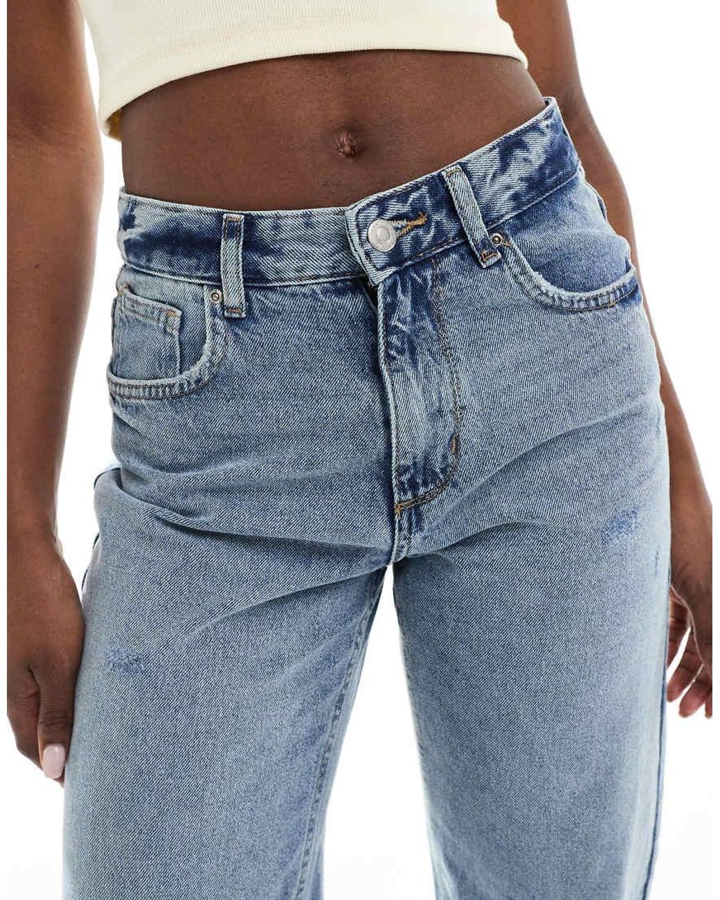 ONLY Blue Ella Mid Waist Straight Fit Jeans