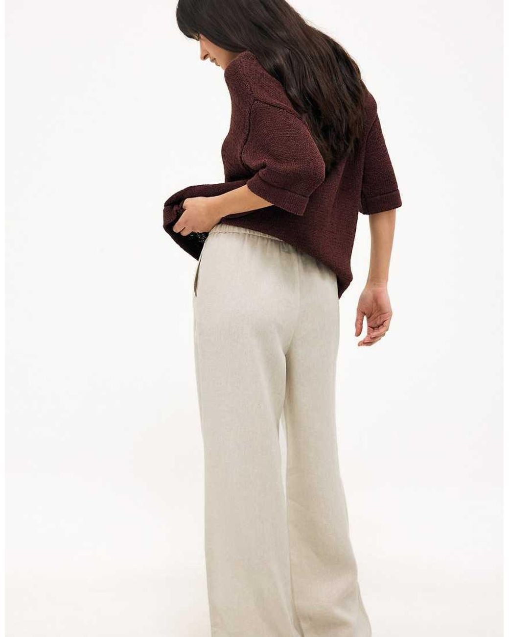 NA-KD Natural Drawstring Linen Trouser