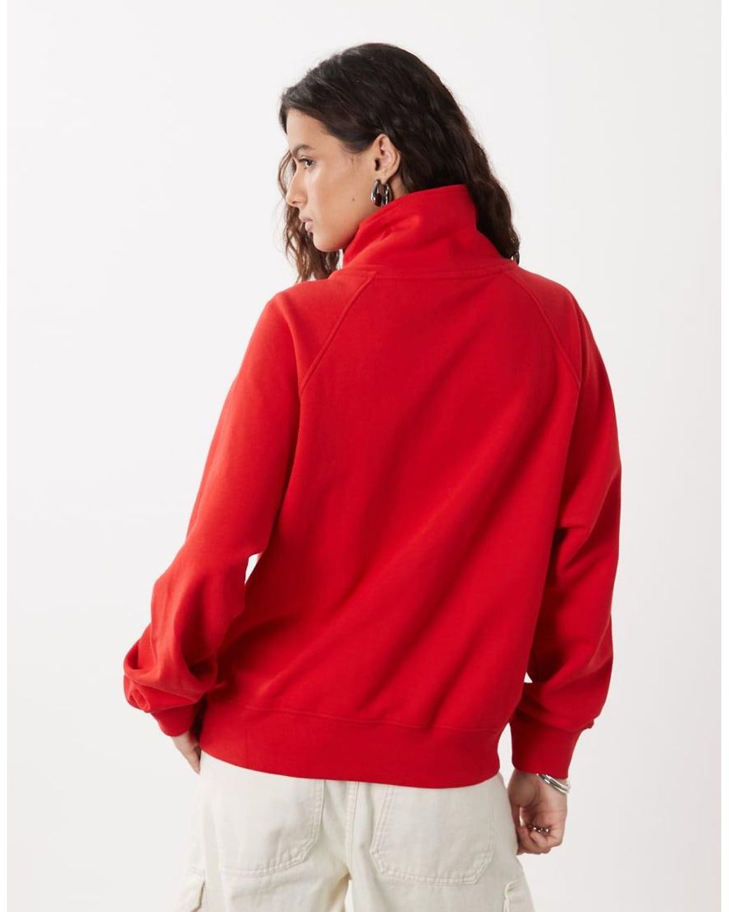 ARKET Red Pure Cotton Long Sleeve Half Zip Athleisure Jumper