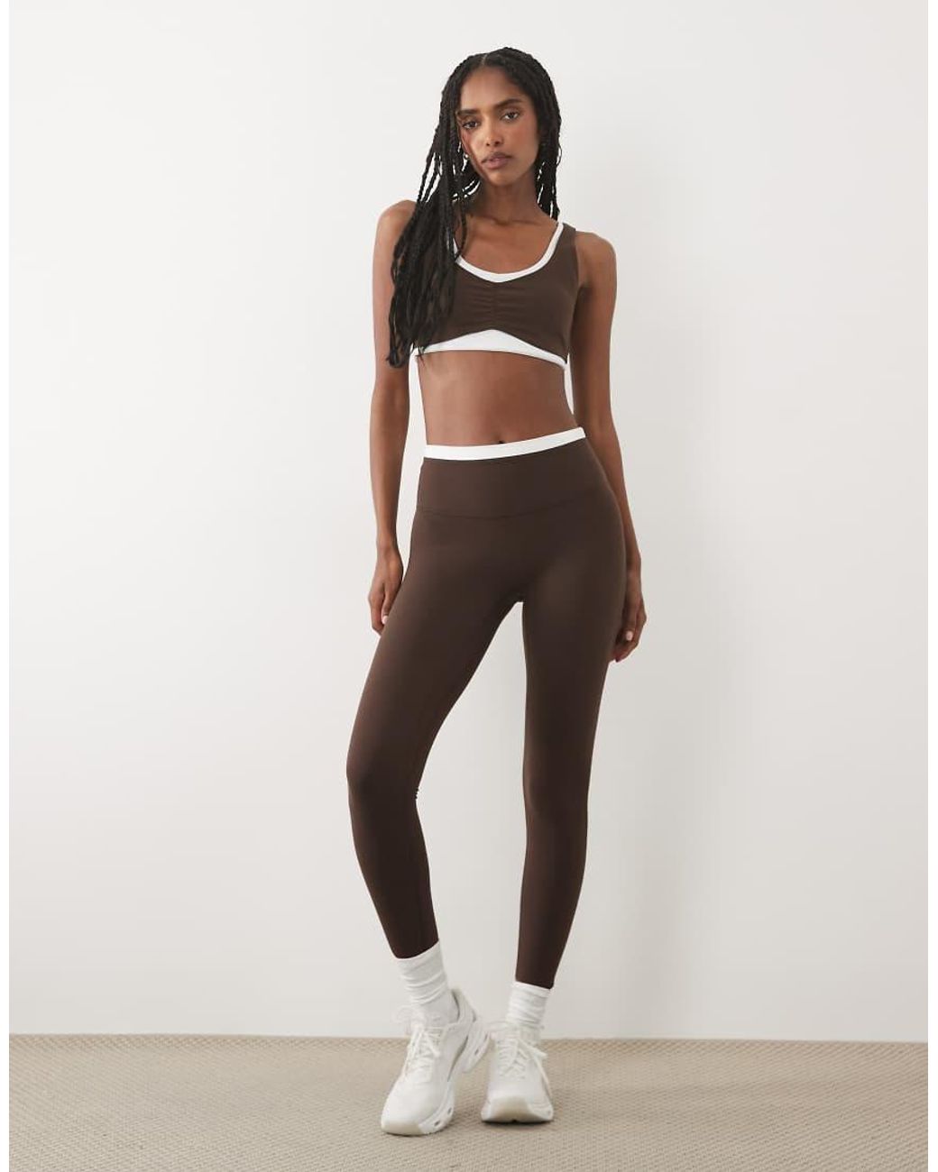 Abercrombie & Fitch Brown Ypb Studioflex Double Layer Sports Bra Co-ord