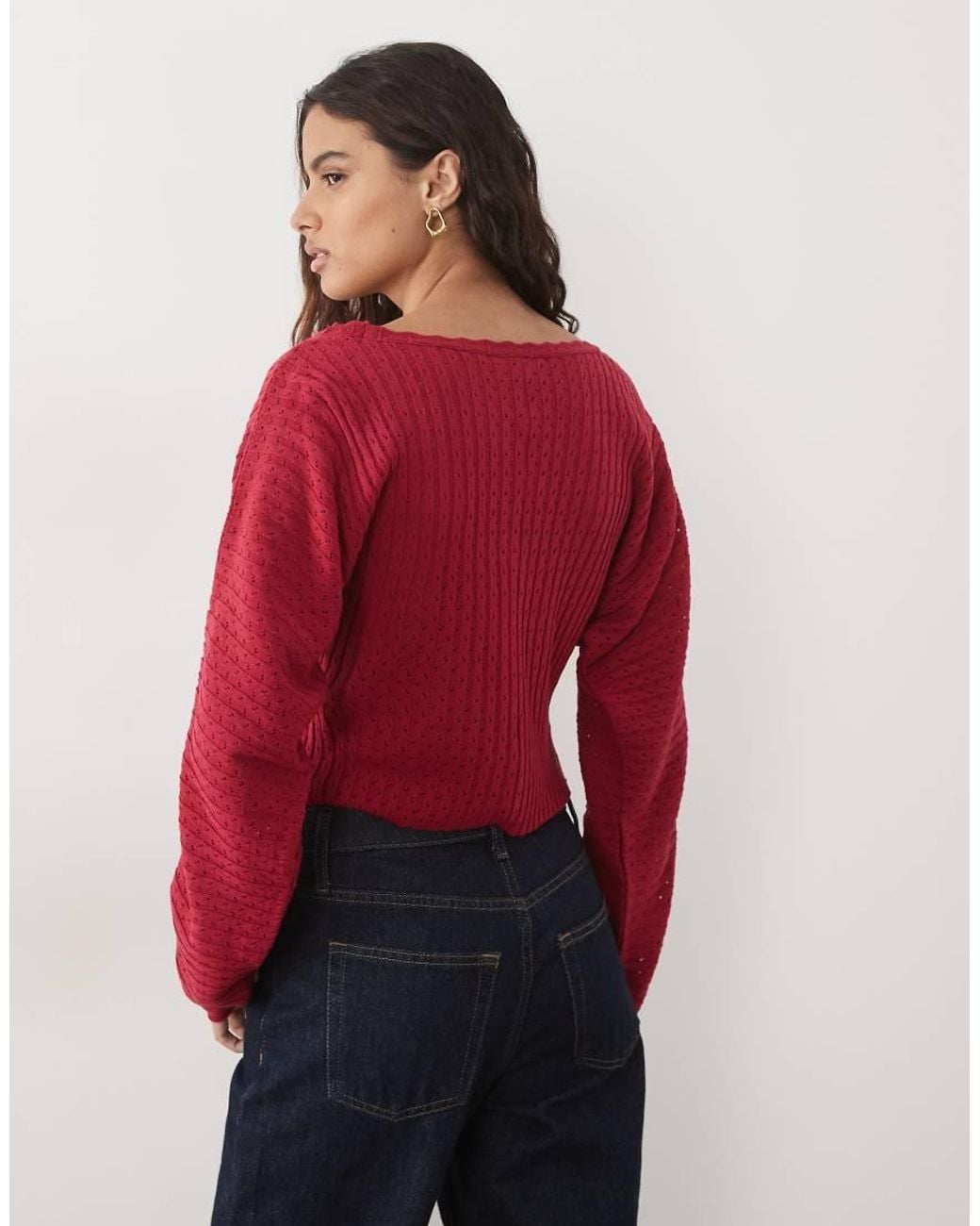 Miss Selfridge Red Knitted Batwing Wrap Cardigan Raspberry