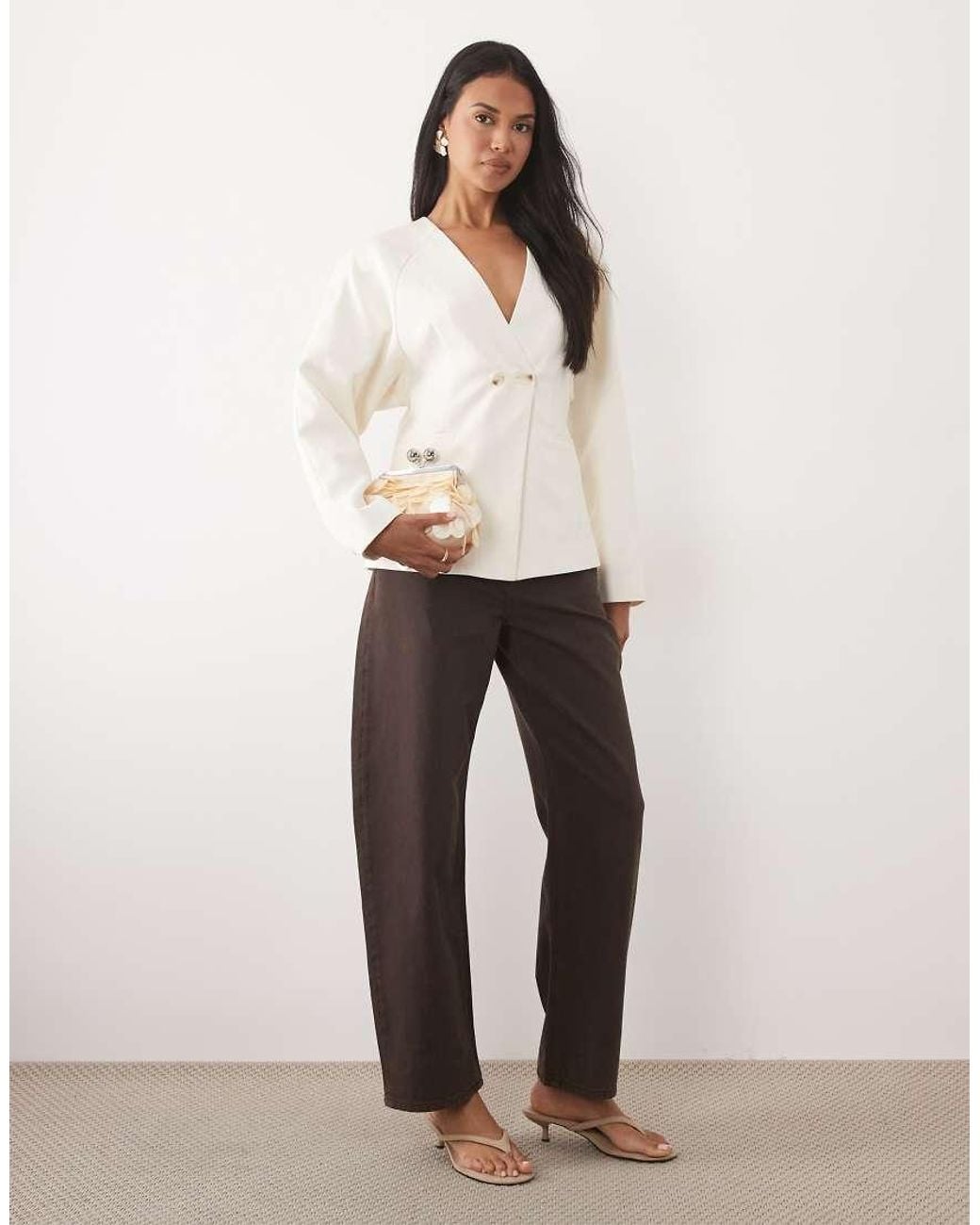 ASOS Natural Tailored Batwing Double Breasted Blazer