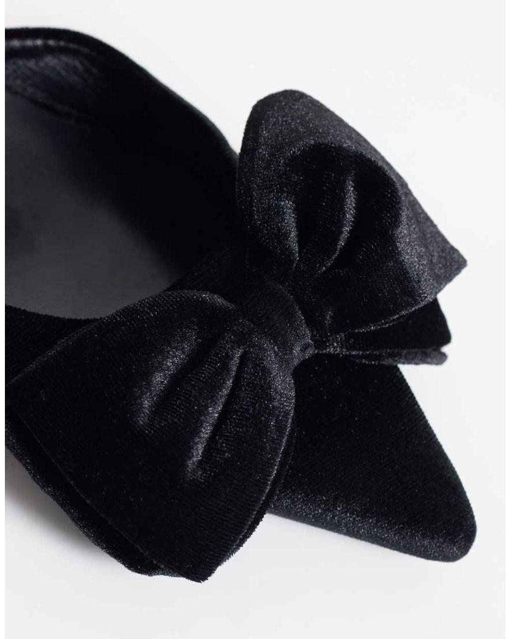 Threadbare Black Velvet Sling Back Bow Heel