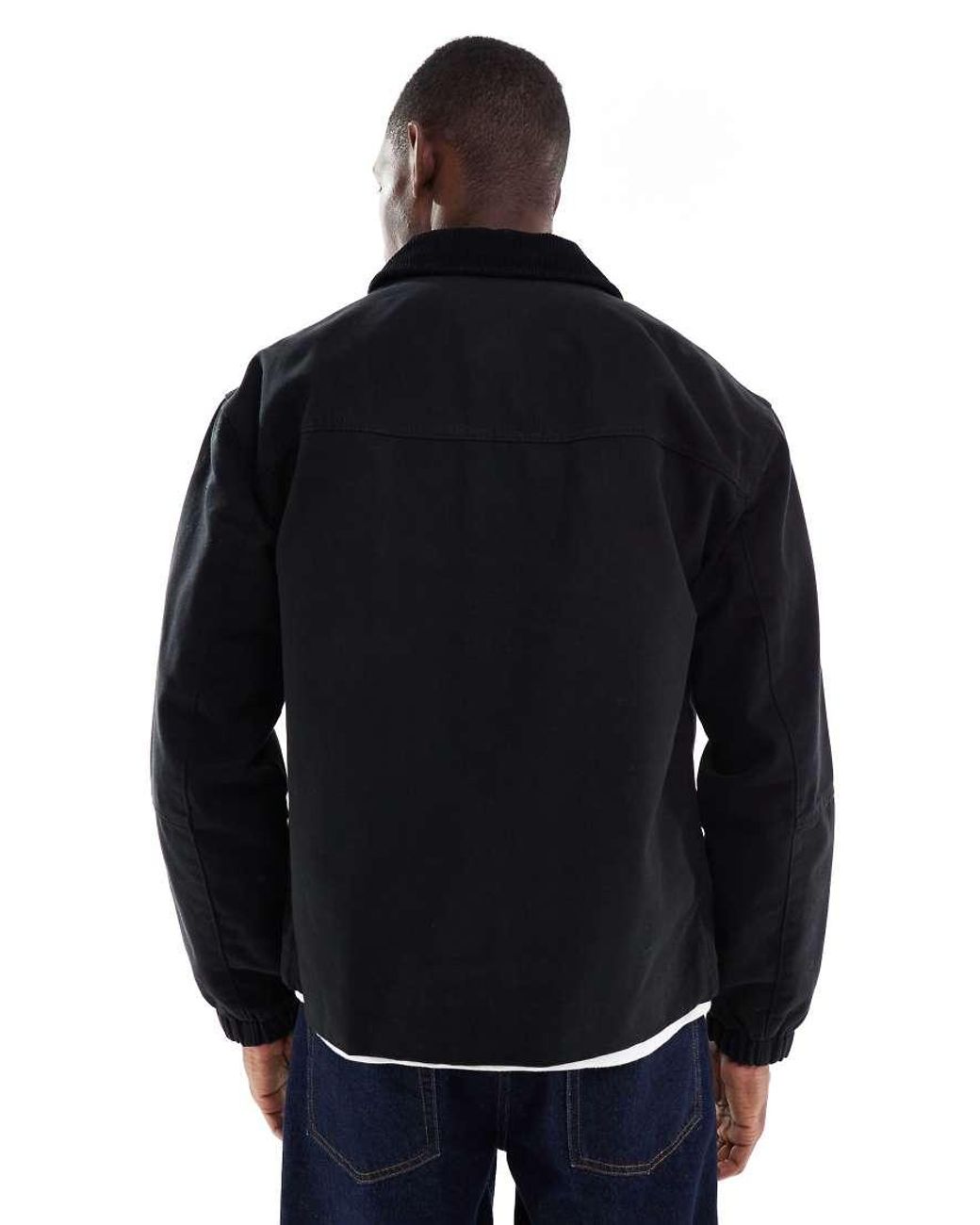 Only & Sons Blue Oversized Heavyweight Barn Jacket Cord Collar for men