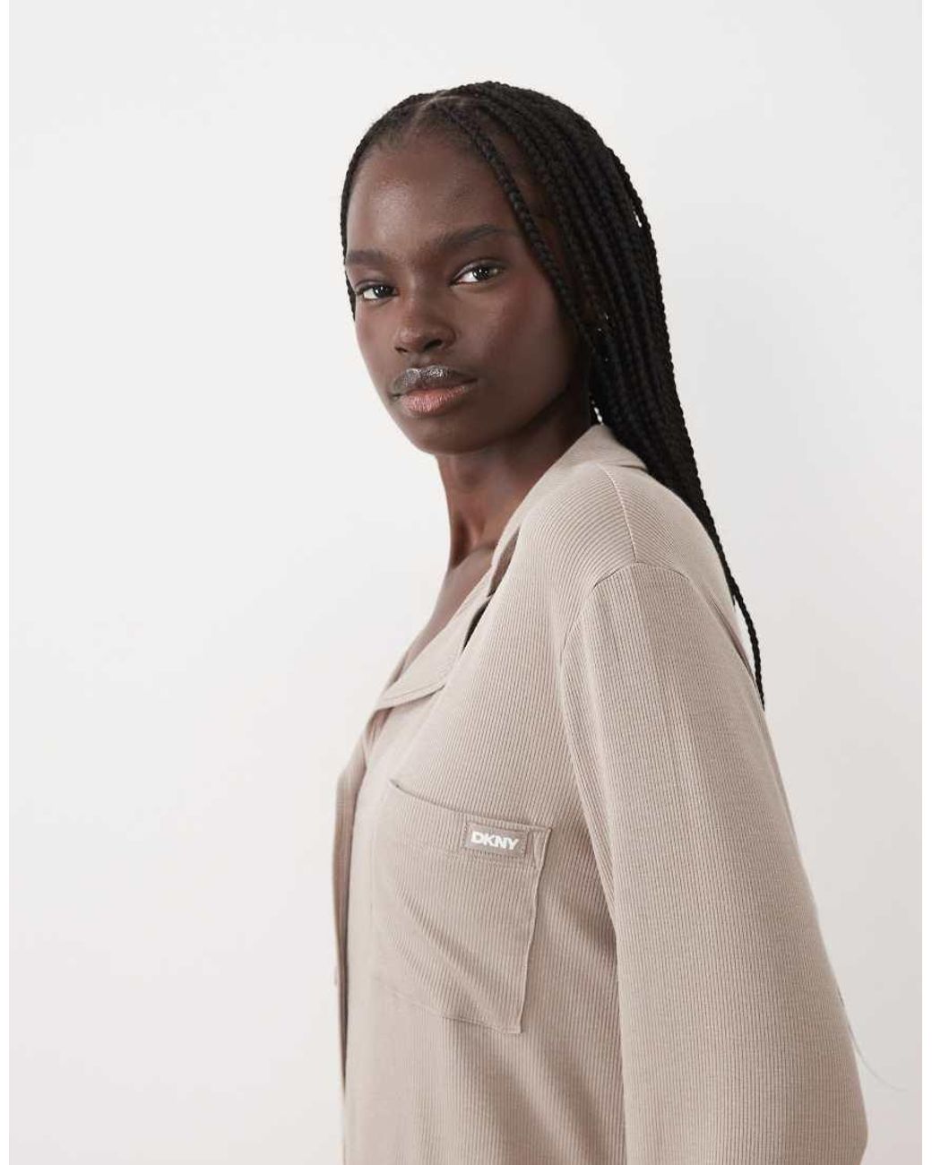 DKNY Natural Long Sleep Ribbed Pyjama Set