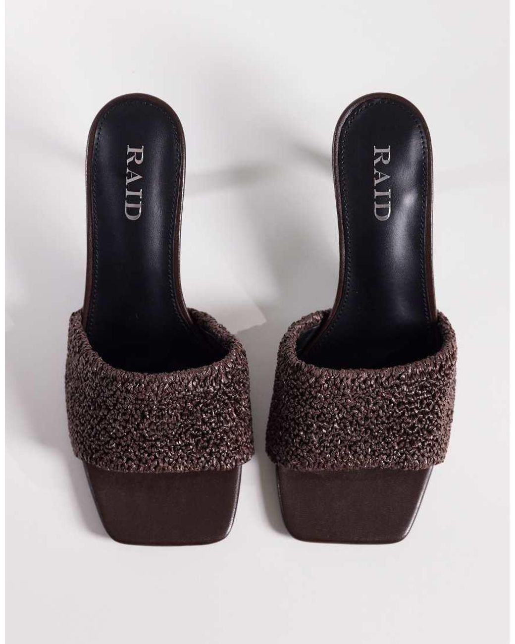 Raid Wide Fit Brown Caprice Kitten Heel Sandals