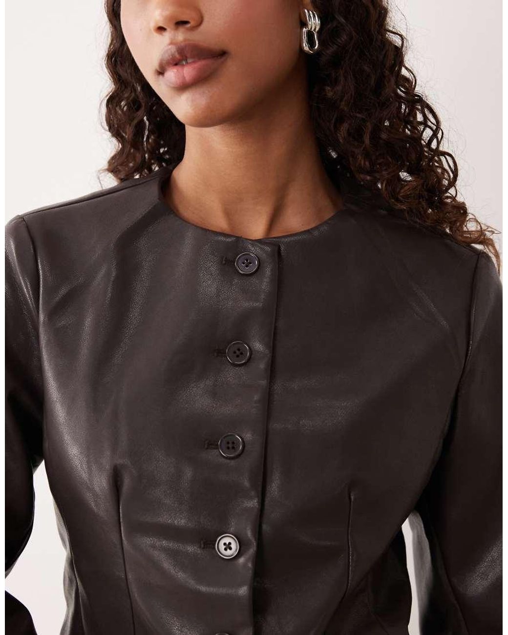 Gina Tricot Black Shaped Pu Blazer Top