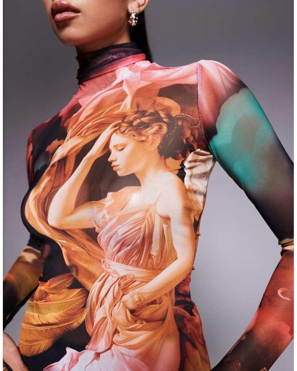 AFRM Gray Roll Neck Long Sleeve Top