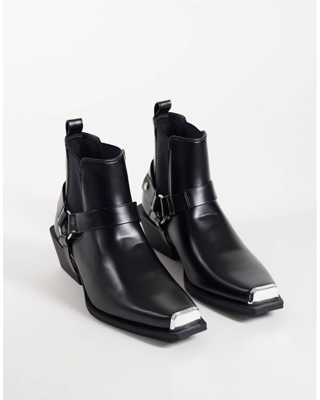 ASOS Black Chelsea Boots With Cuban Heel And Removable Strap for men
