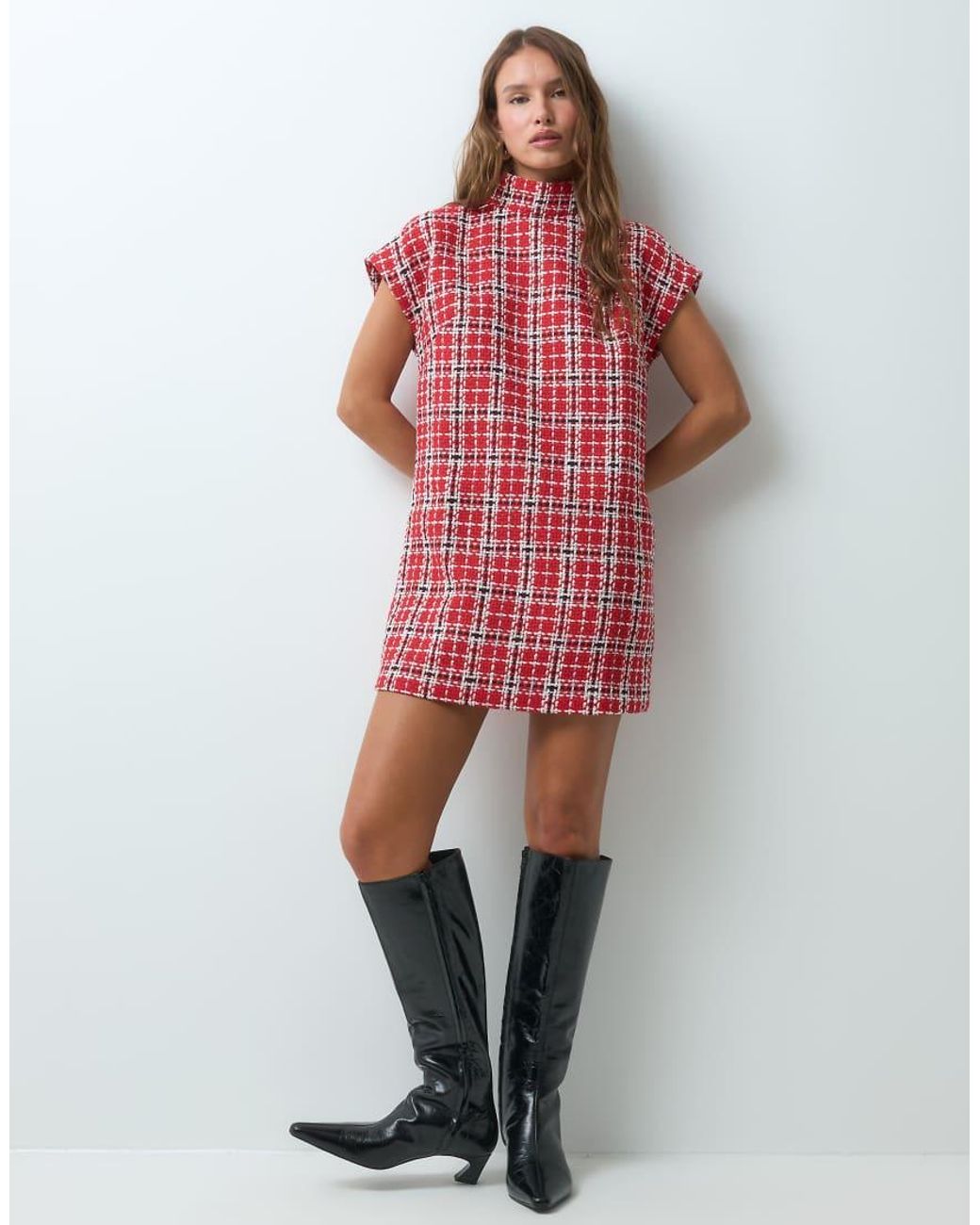 ASOS Red High Funnel Neck Mini Dress