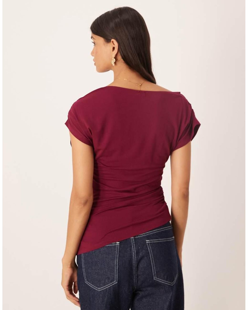 ASOS Slouchy Asymmetric Longline Gathered Top