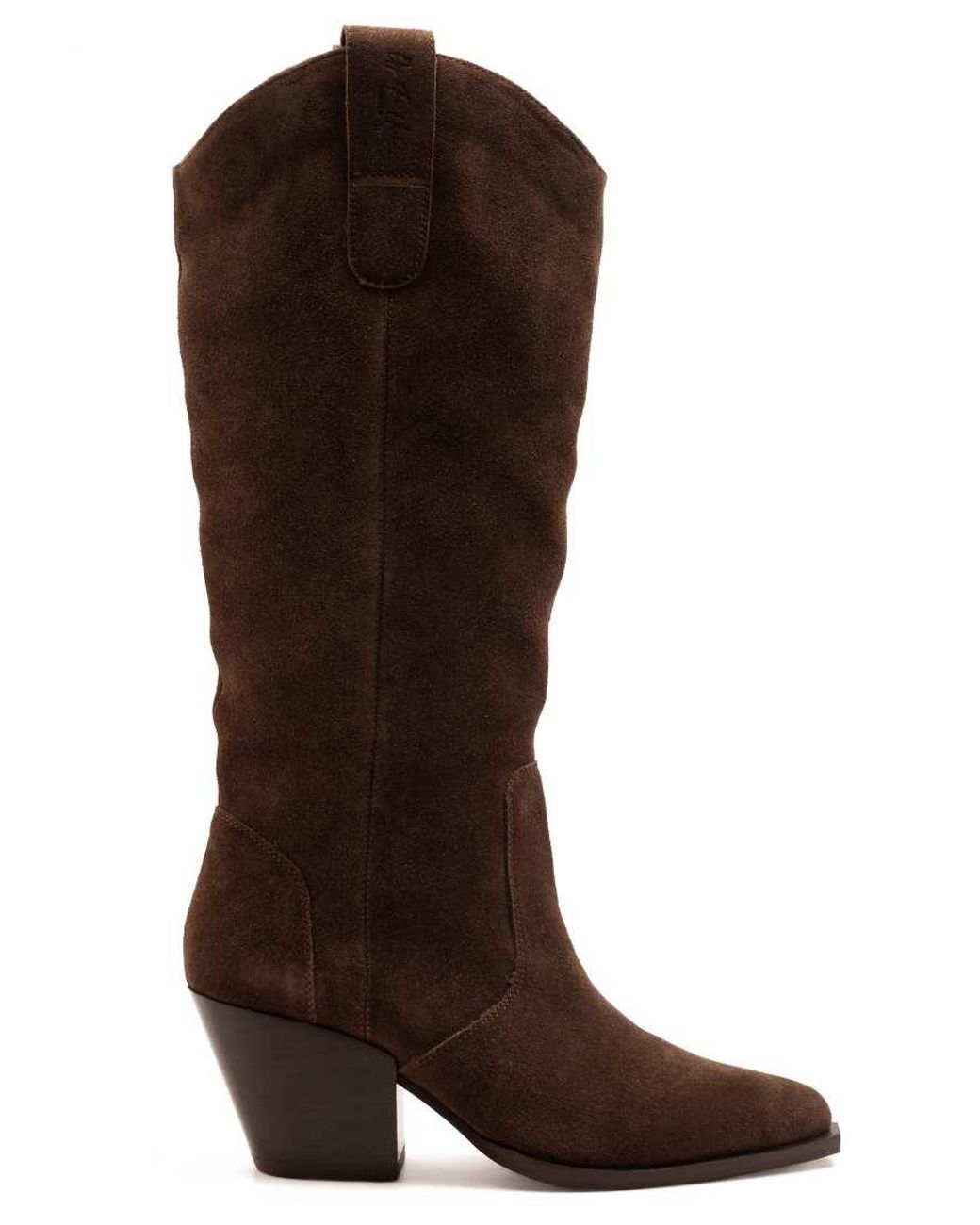 OFF THE HOOK Brown Austin Suede Pointed-Toe Knee-High Western Boots