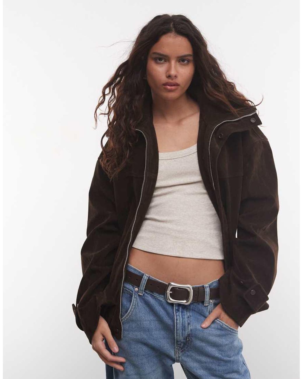 CERNUCCI Black Faux Suede Extreme Funnel Neck Jacket