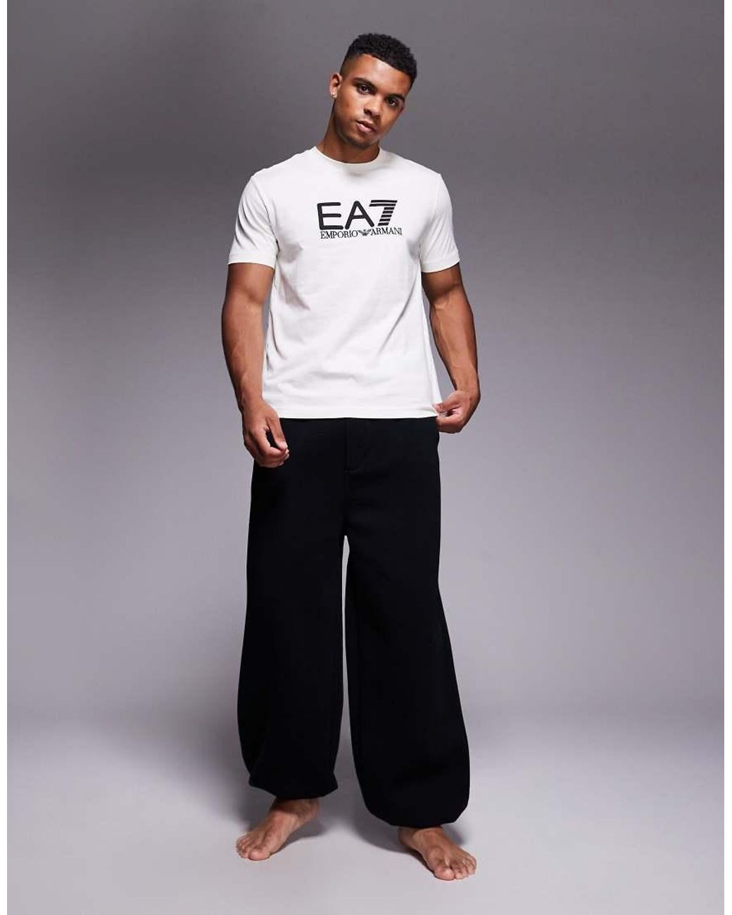 EA7 White Armani Train Visibility Large Logo T-shirt for men