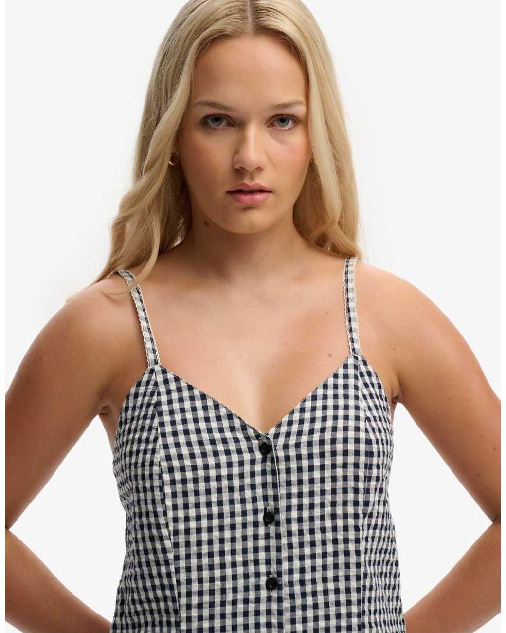 Superdry White Gingham Cami Playsuit