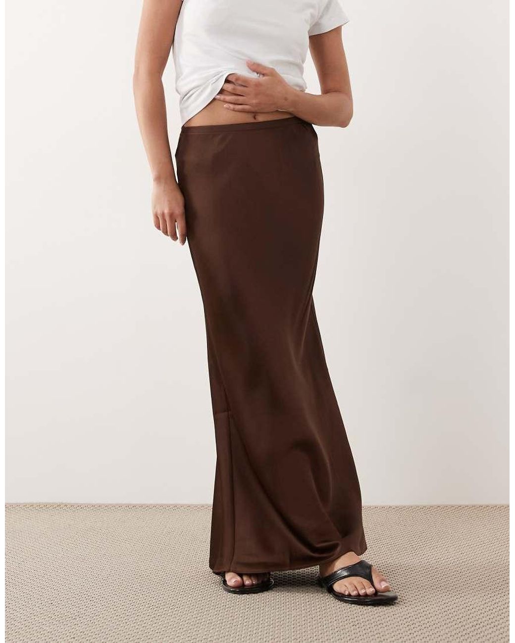 New Look White Satin Bias Maxi Skirt