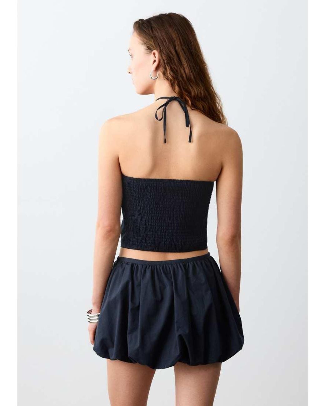 Mango Blue Teen Linen Mix Halterneck Top