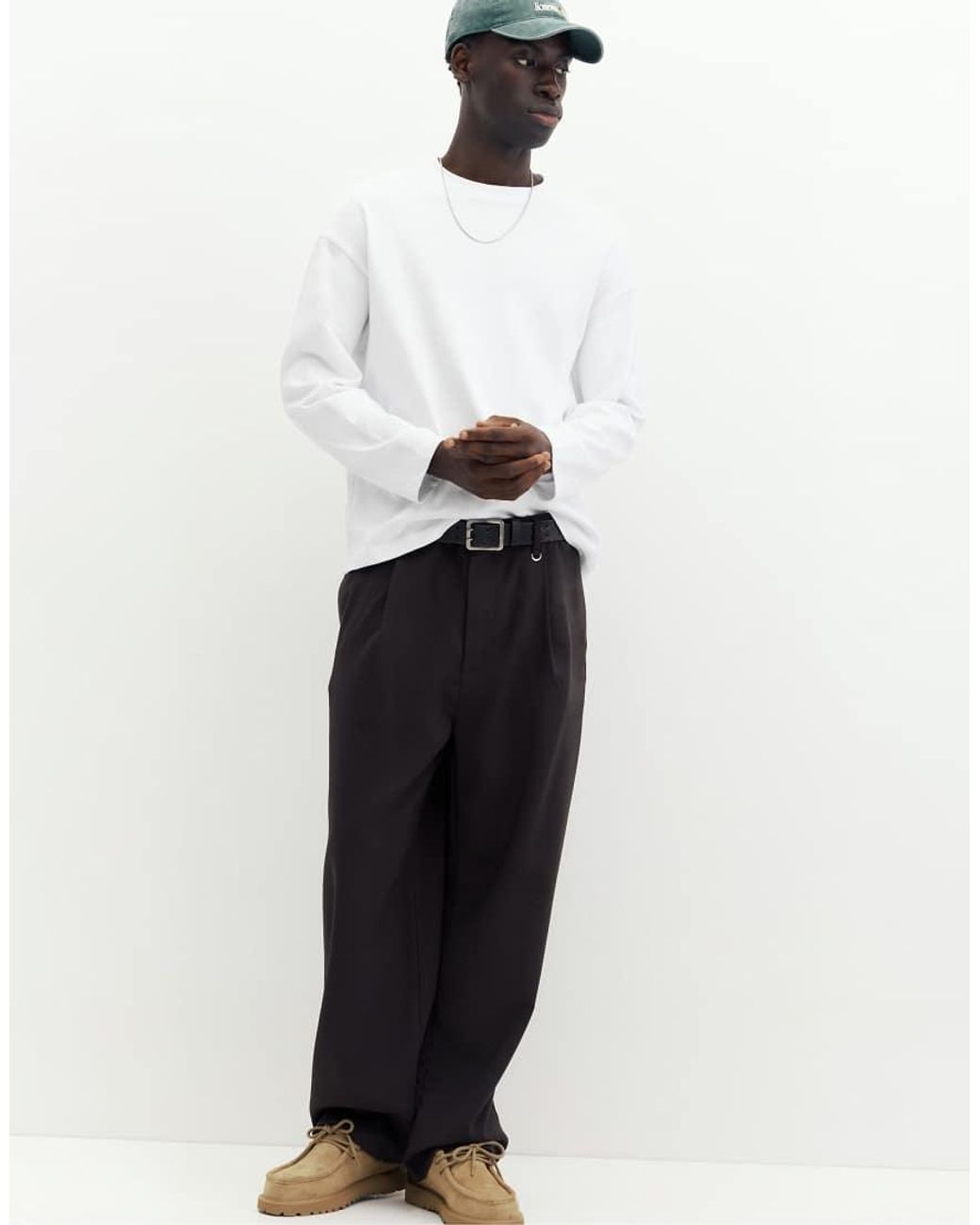 Pull&Bear White Heavy Weight Relaxed Fit T-shirt for men