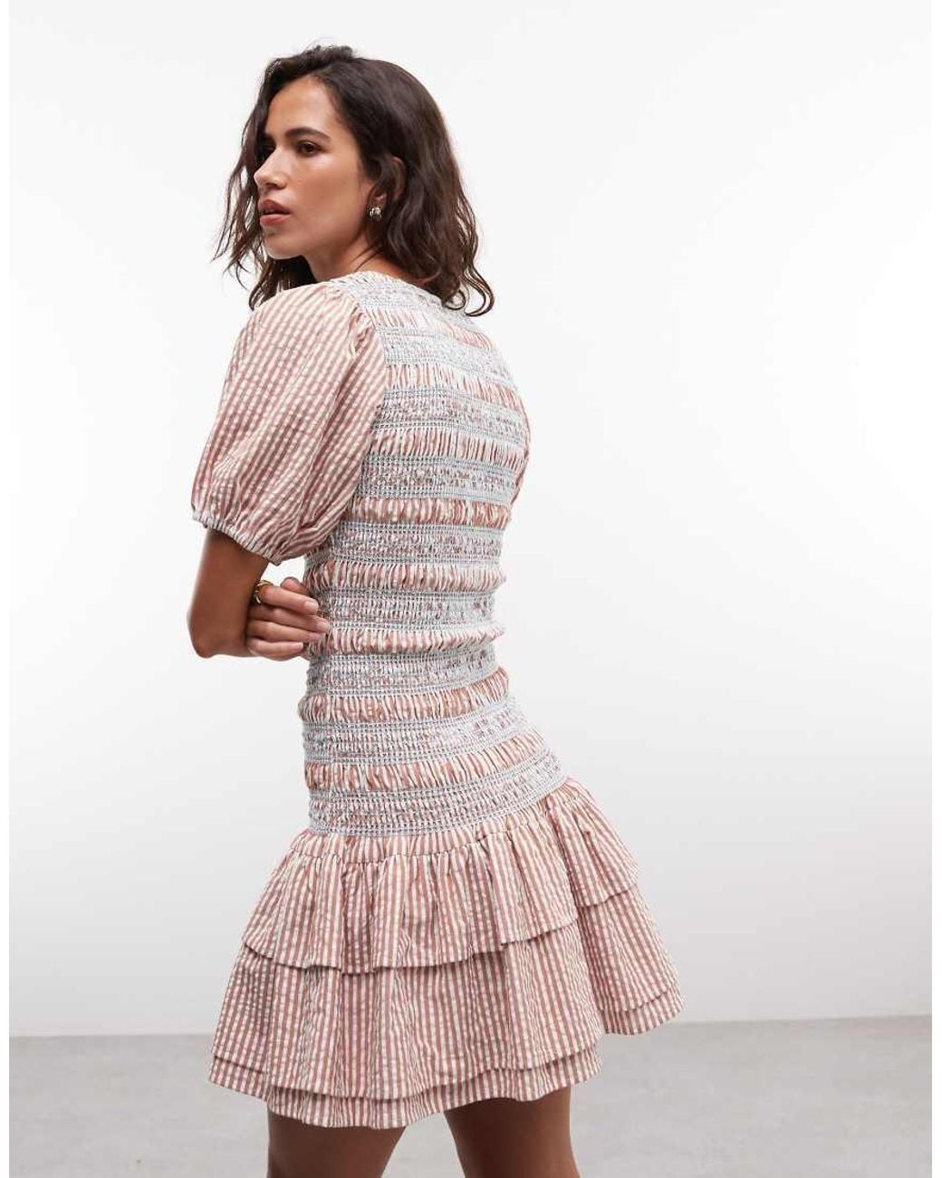Reclaimed Vintage Pink Mini Dress With Puff Sleeve