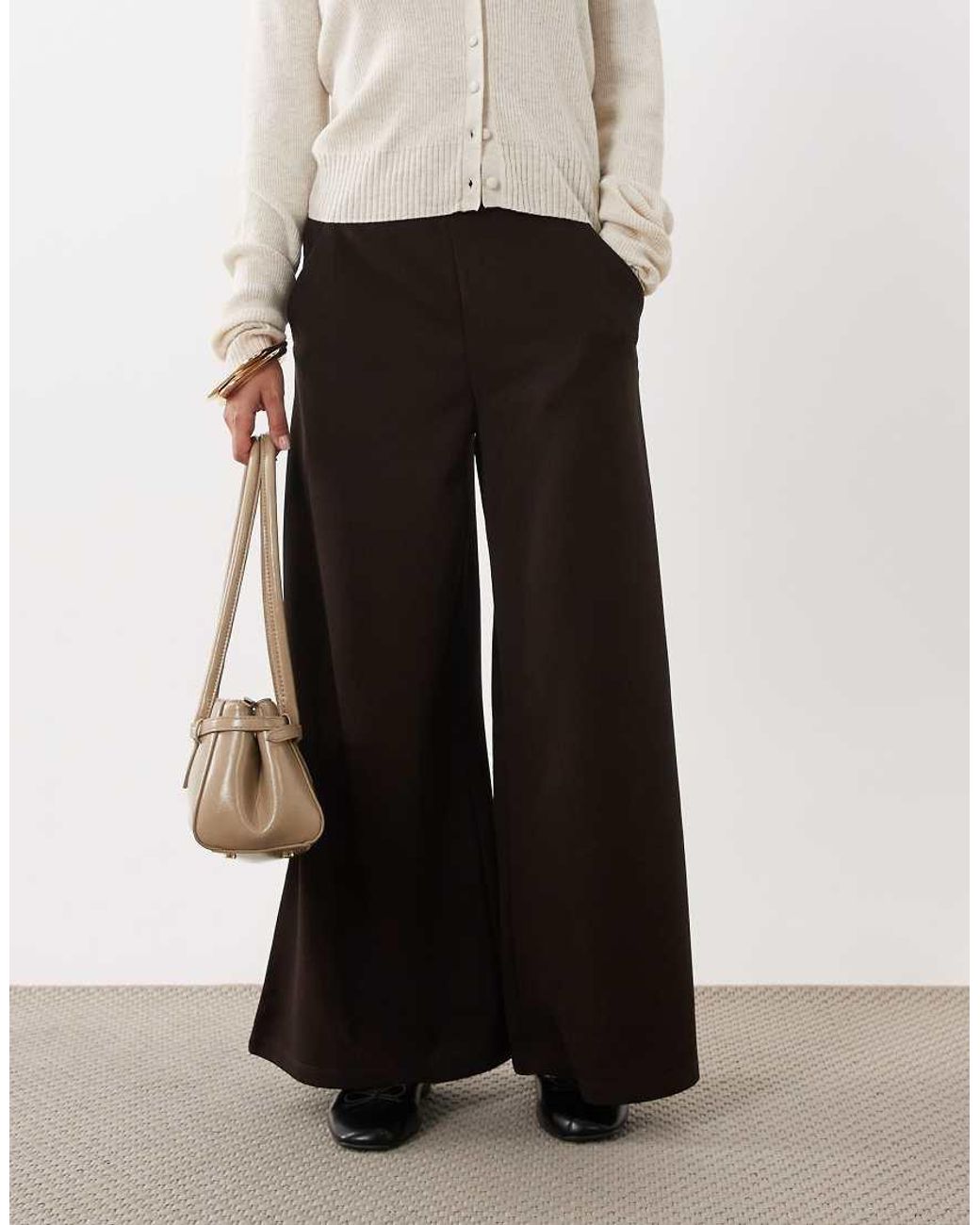 JDY Petite White High Wasted Wide Leg Trouser