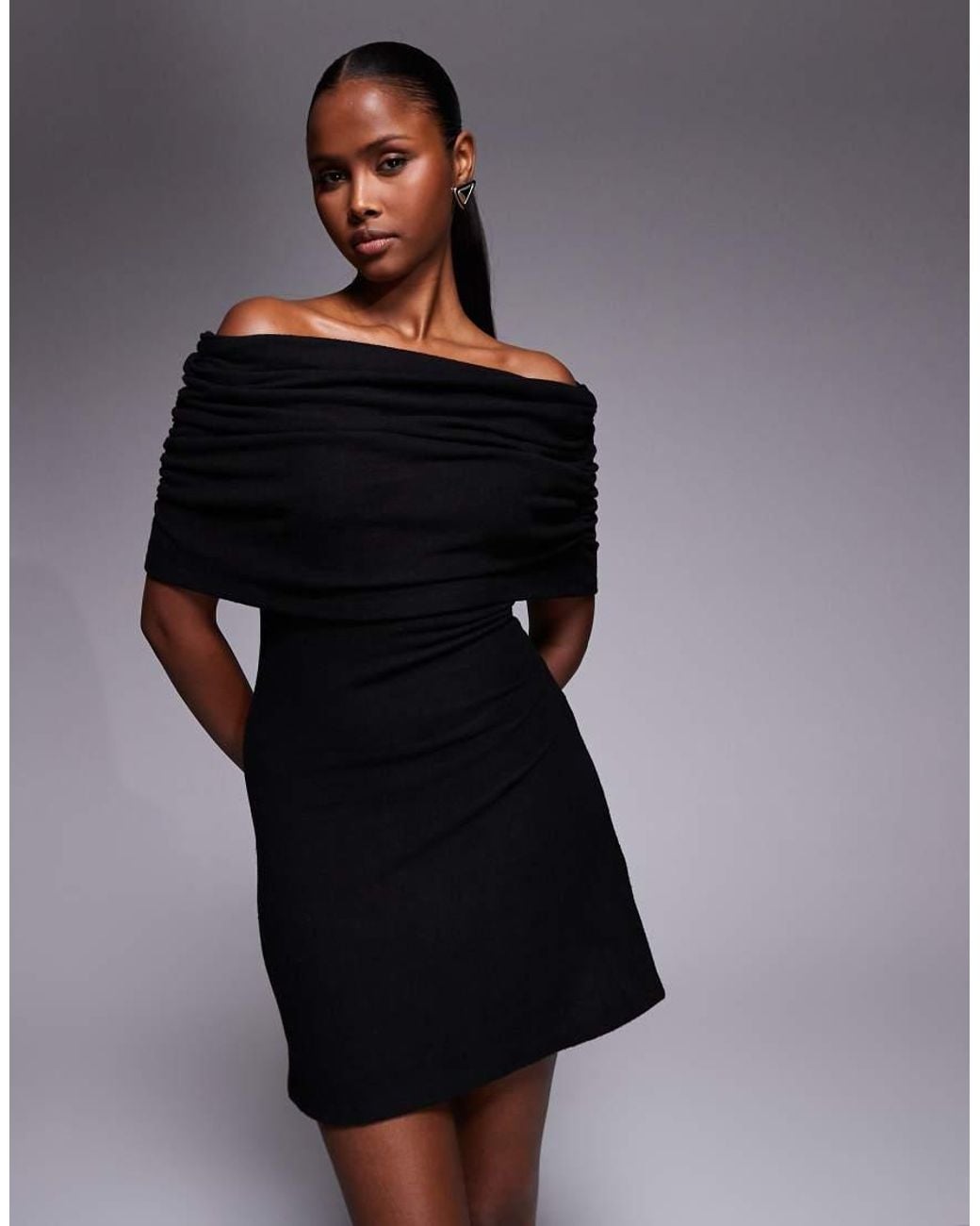 ASOS Black Supersoft Cape Overlay Mini Dress