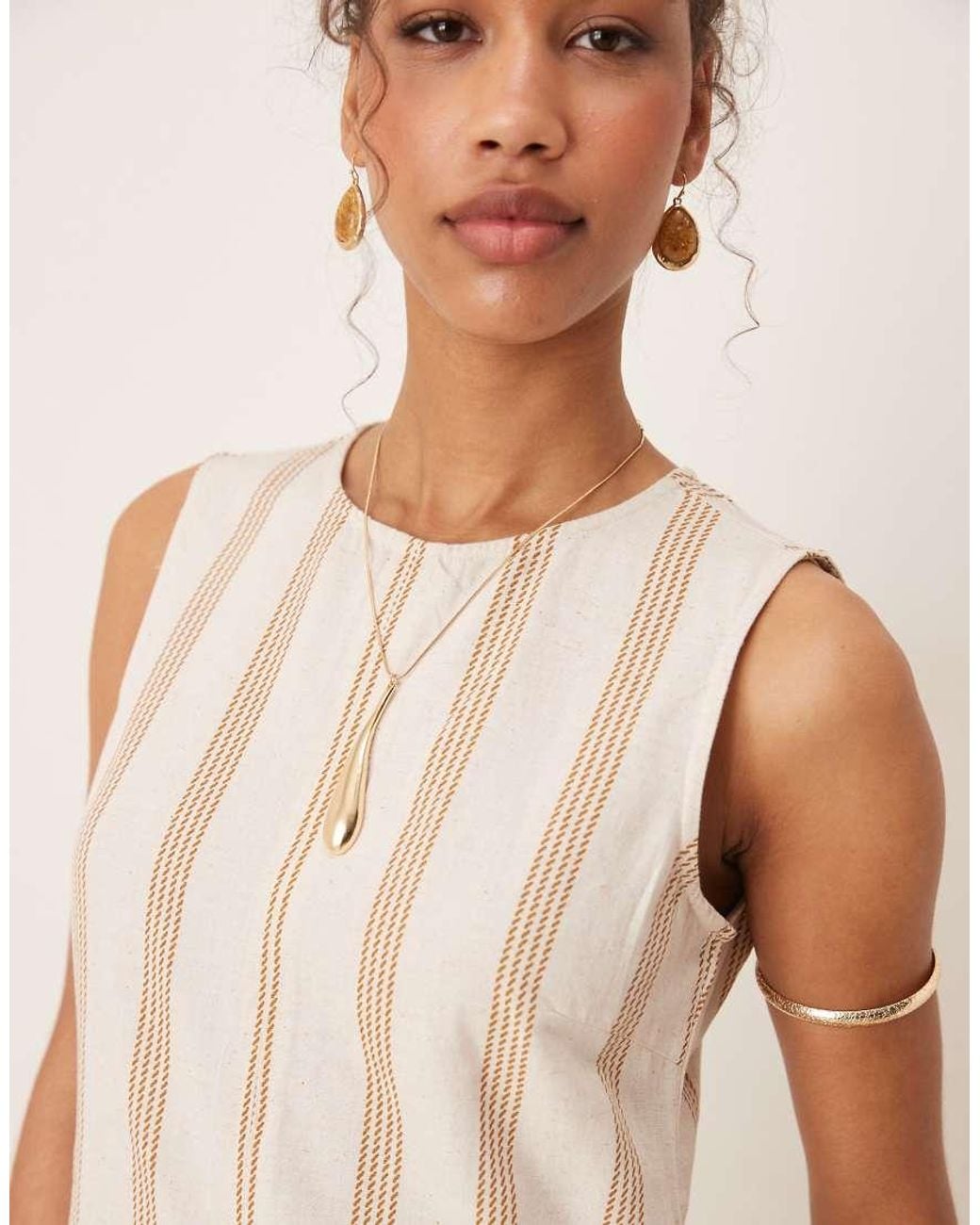 Vila Natural Linen Touch Sleeveless Mini Dress