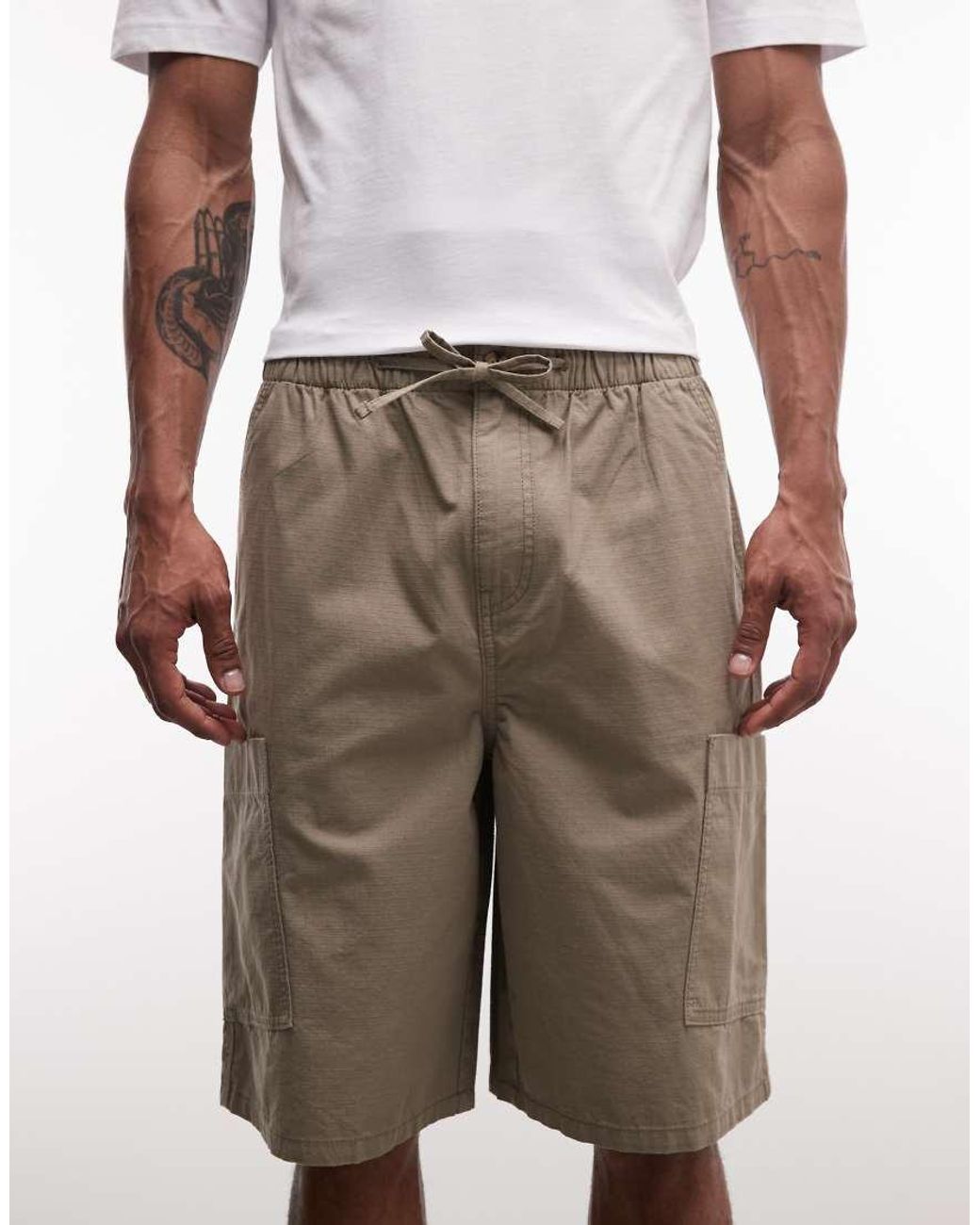 ASOS White Longer Length Cargo Shorts for men