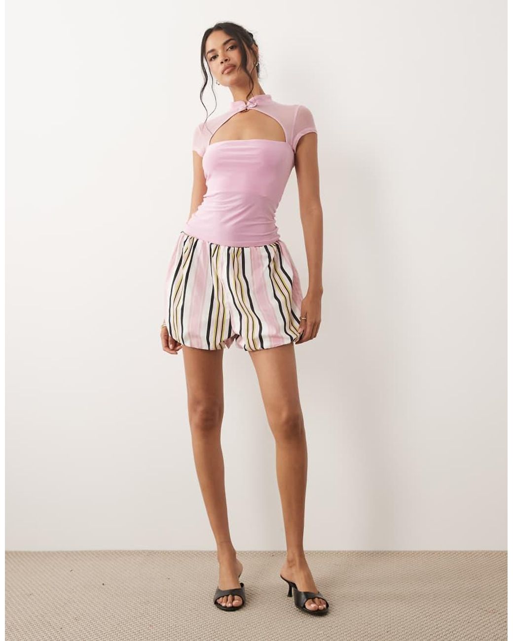 ASOS Pink Rouleau Loop Cut Out Top