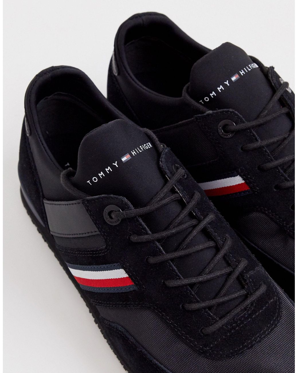 tommy hilfiger suede mix sneaker in black