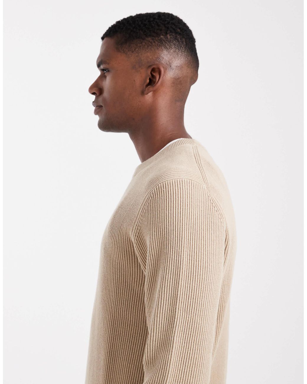 Jack & Jones Natural Ribbed Jumper for men