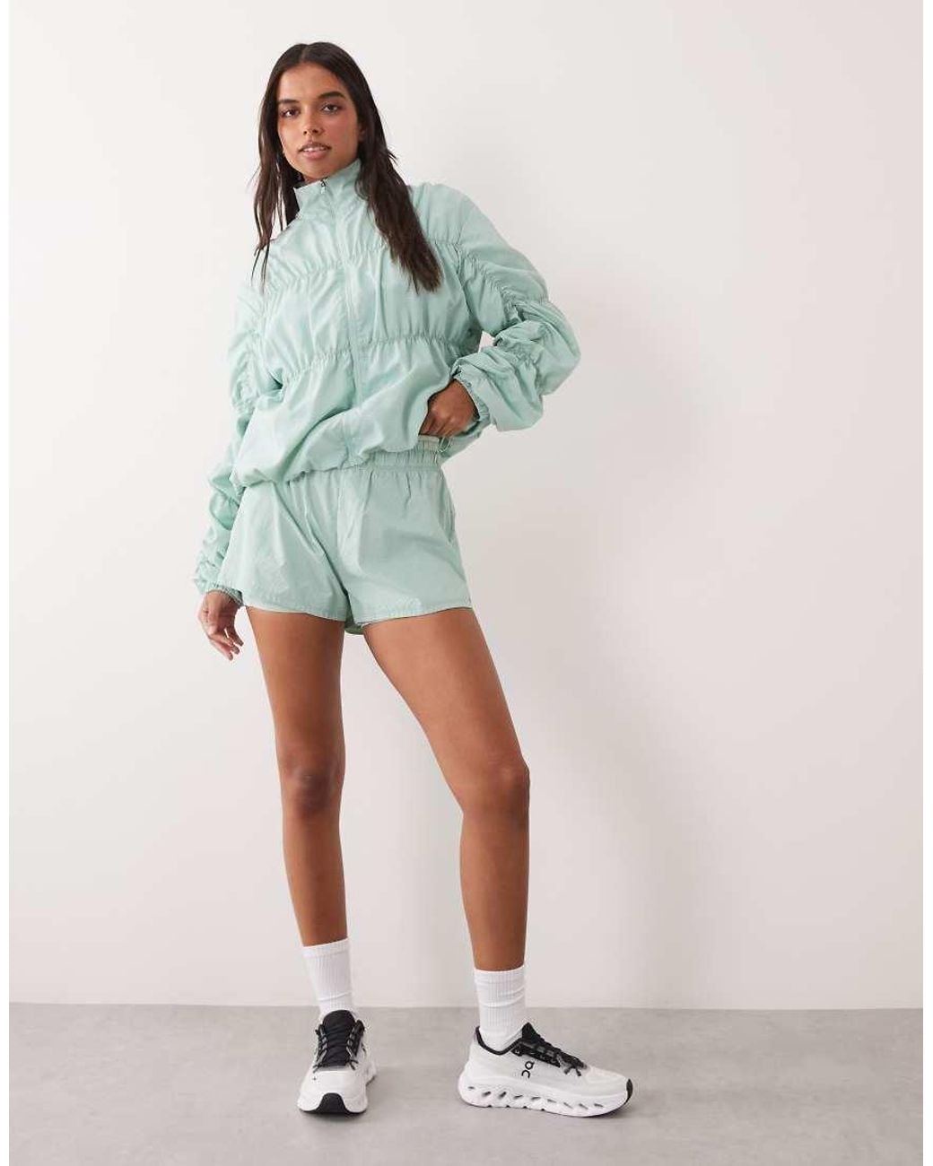 4505 Green Ripstop 2-in-1 Running Short With Zip Pockets