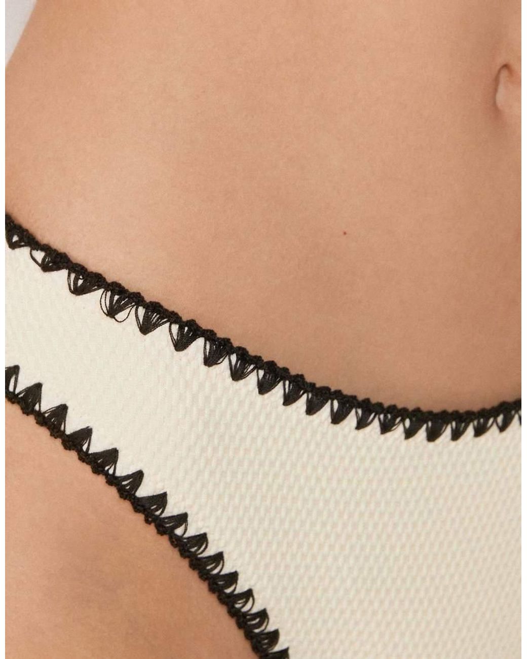 Calzedonia Natural Bikini Bottoms Bicolor Embroidery