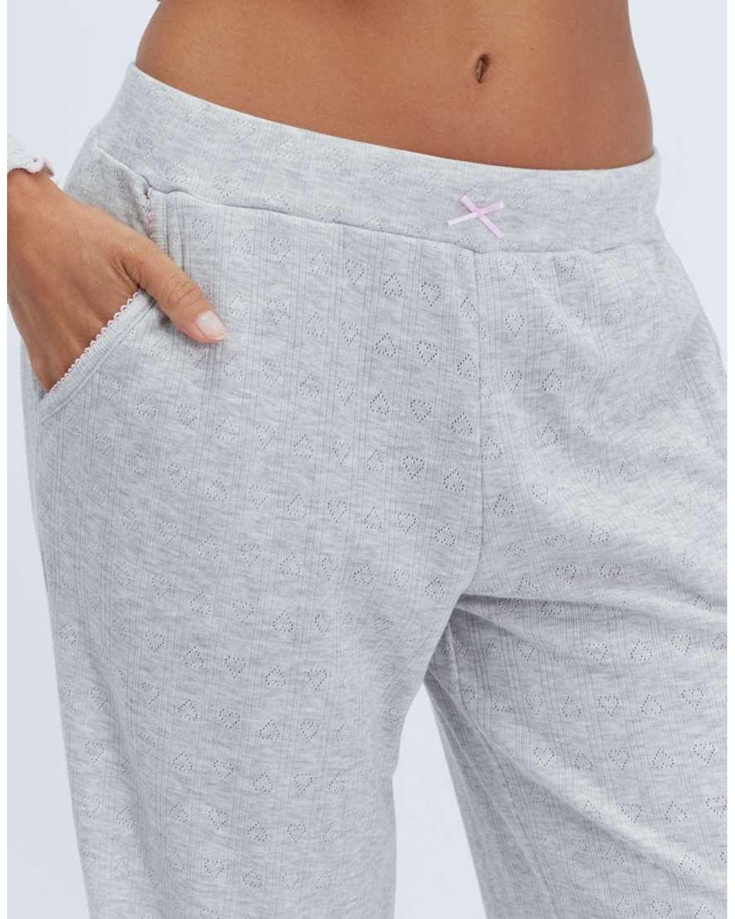 Boux Avenue White Brushed Pointelle Long Pyjama Set Top And Trousers Nightwear