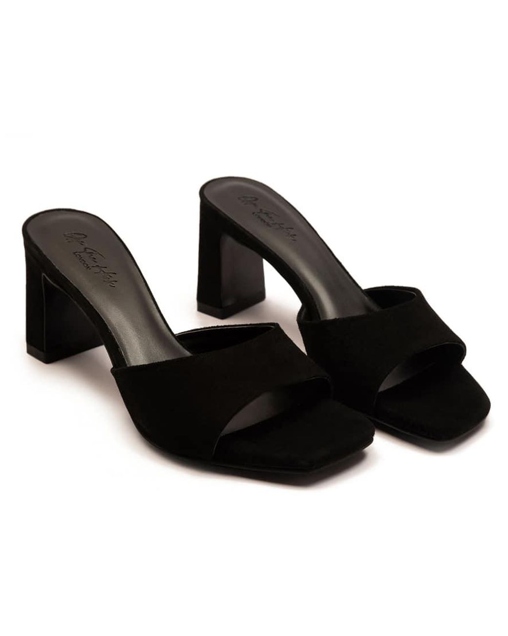 OFF THE HOOK Black 'Park' Suede Leather Block Heel Heeled Sandals