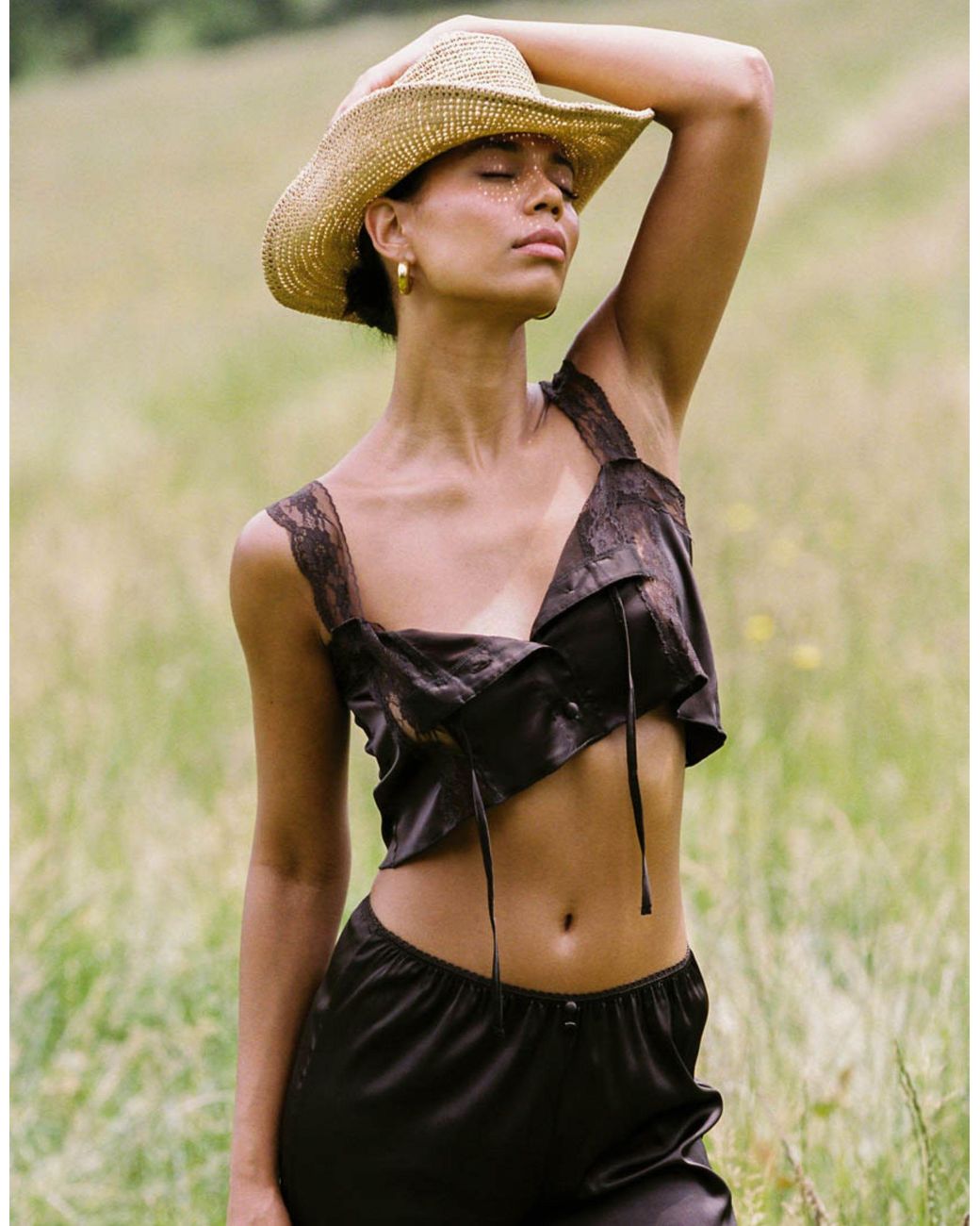 KAT THE LABEL Black Cindy Cami Top