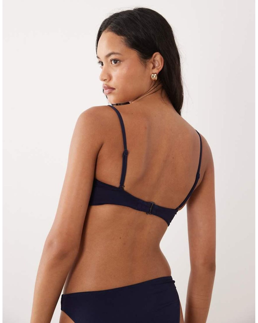 GOOD AMERICAN Multicolor Matte Twist Detail Bandeau Bikini Top