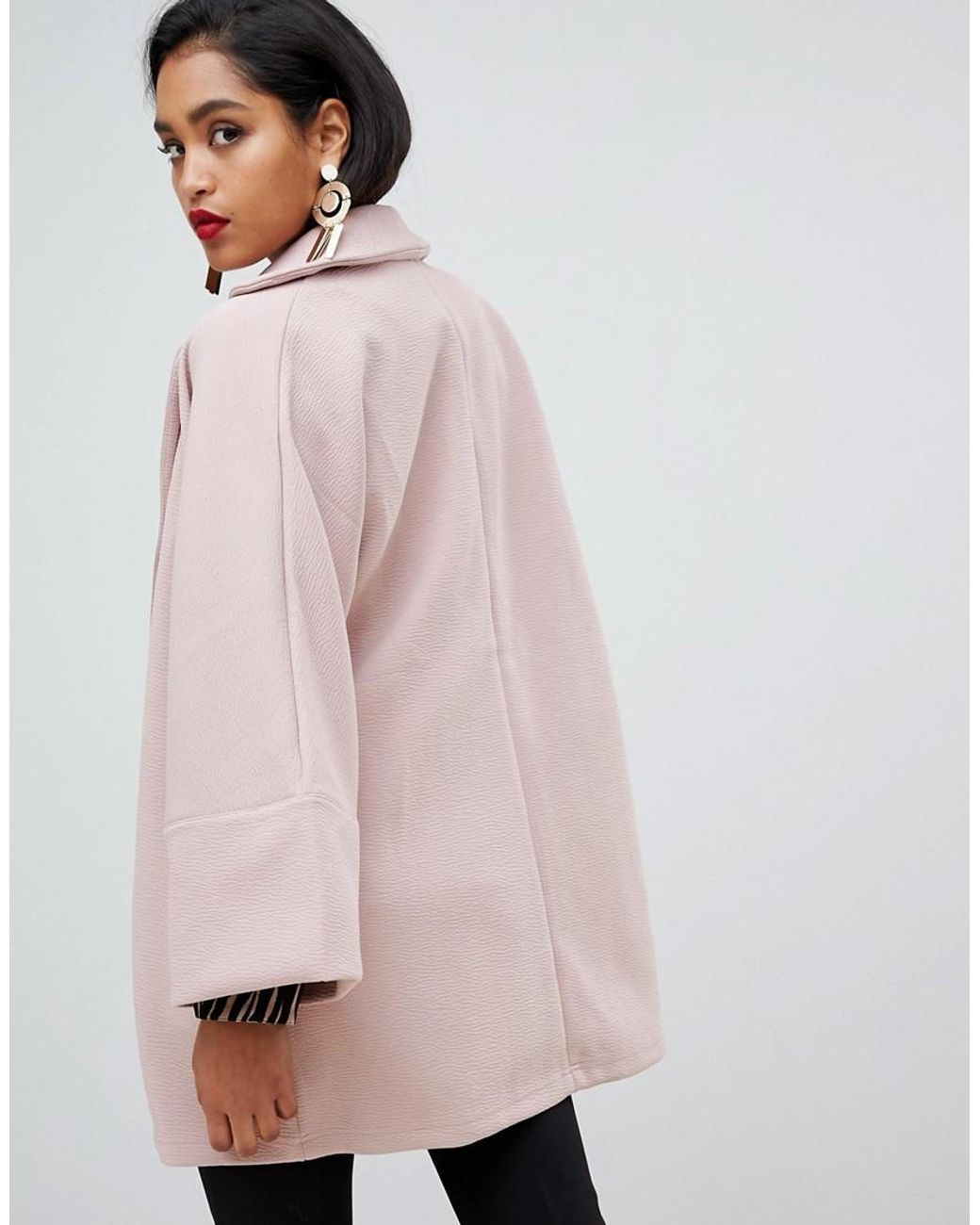 Vila Oversized Coat With Wide Sleeves in Pink | Lyst