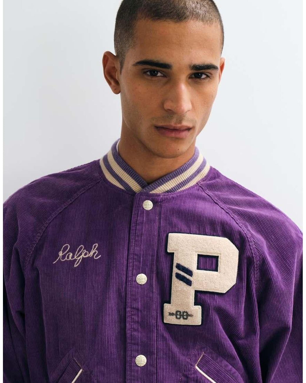 Polo Ralph Lauren Purple Back Print Corduroy Bomber Jacket for men