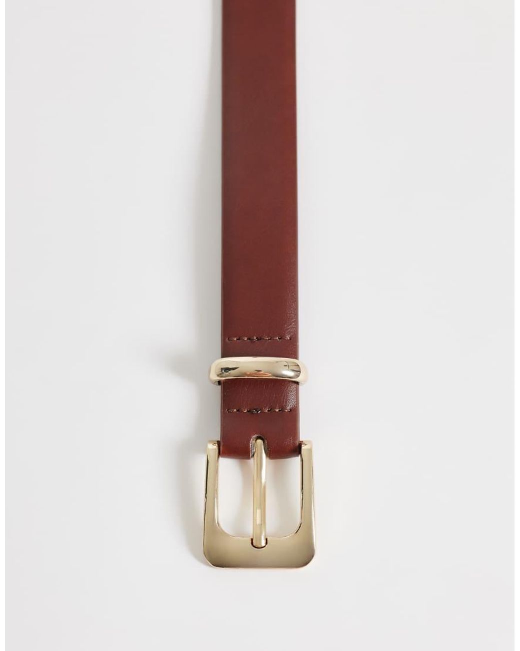 Mango White Faux Leather Classic Belt