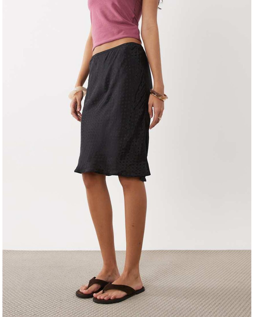 Cotton On Black Layla Midi Slip Skirt