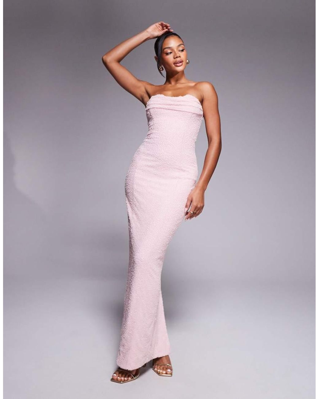 Oh Polly Palermo Embellished Corset Midaxi Dress in Pink | Lyst UK