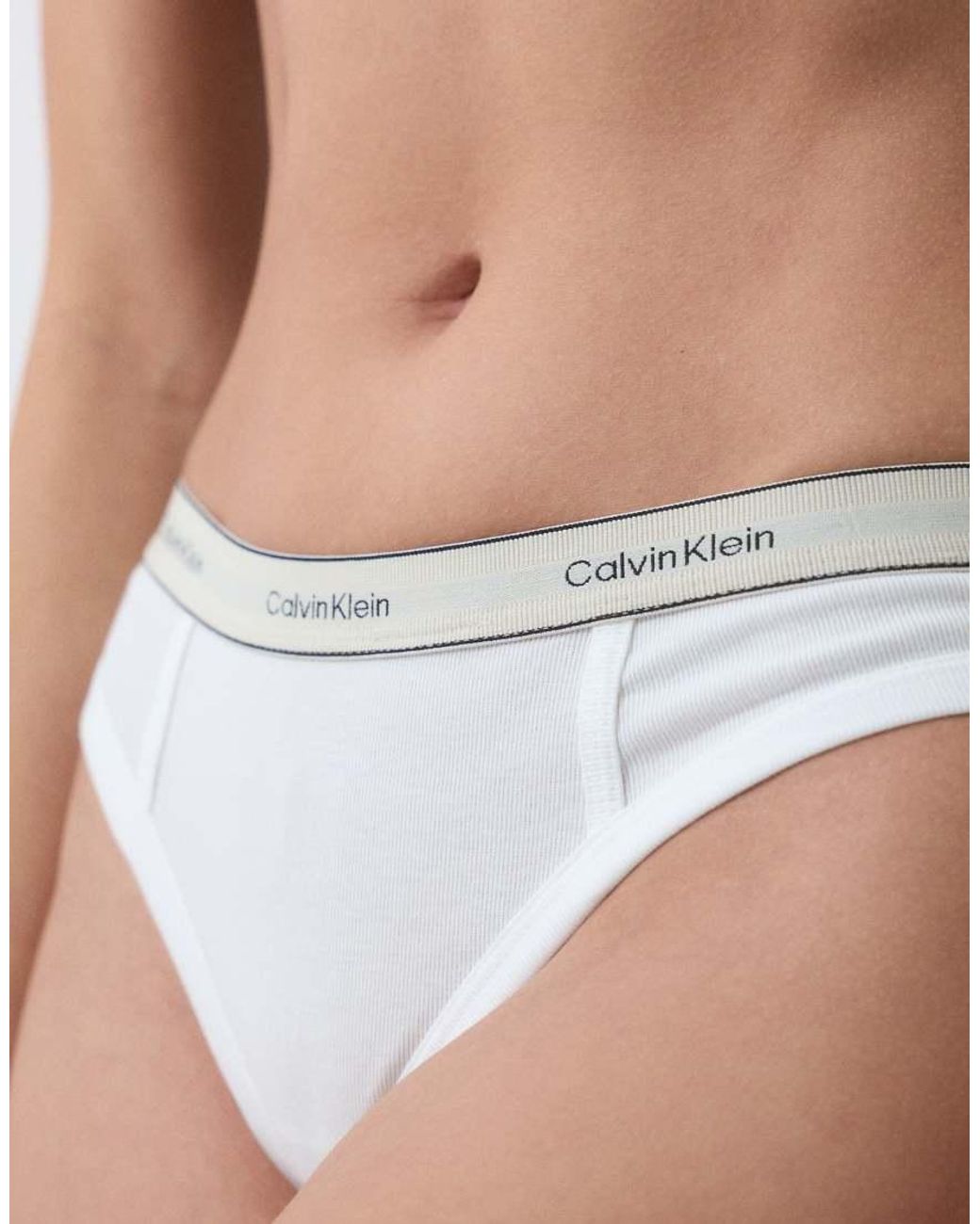 Calvin Klein White Heritage Cotton Thong