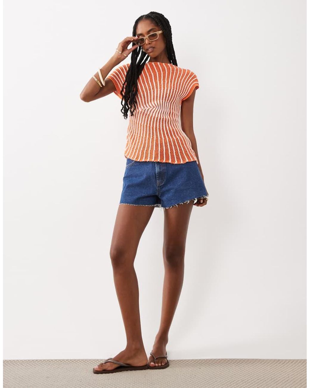 ASOS Blue Knit Cinched Pleated Top