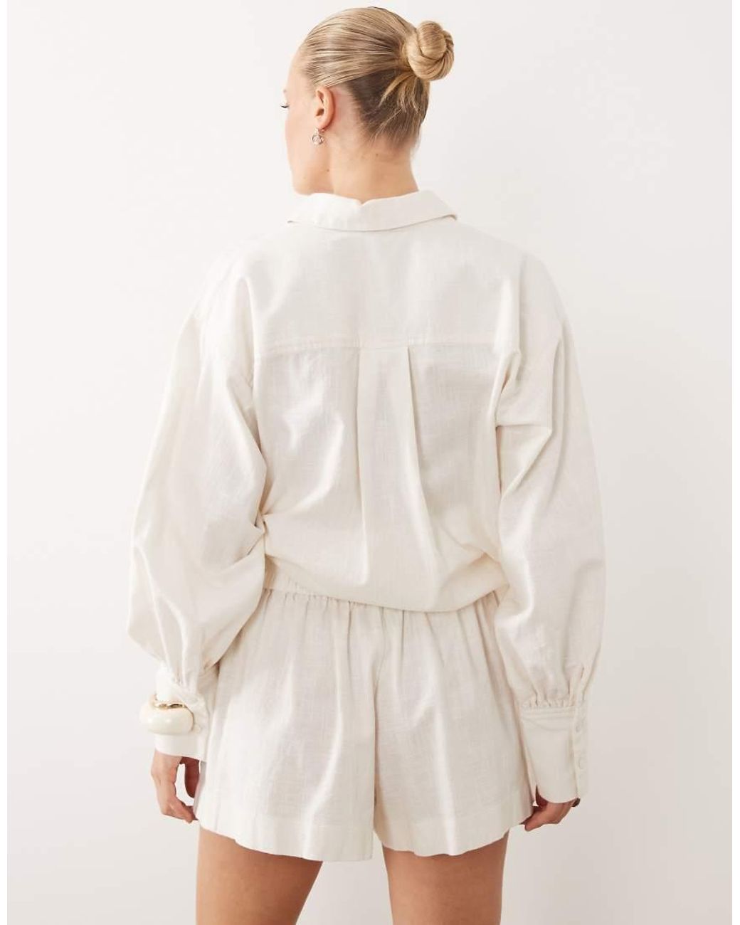 ASOS White Linen Look Pull On Shorts